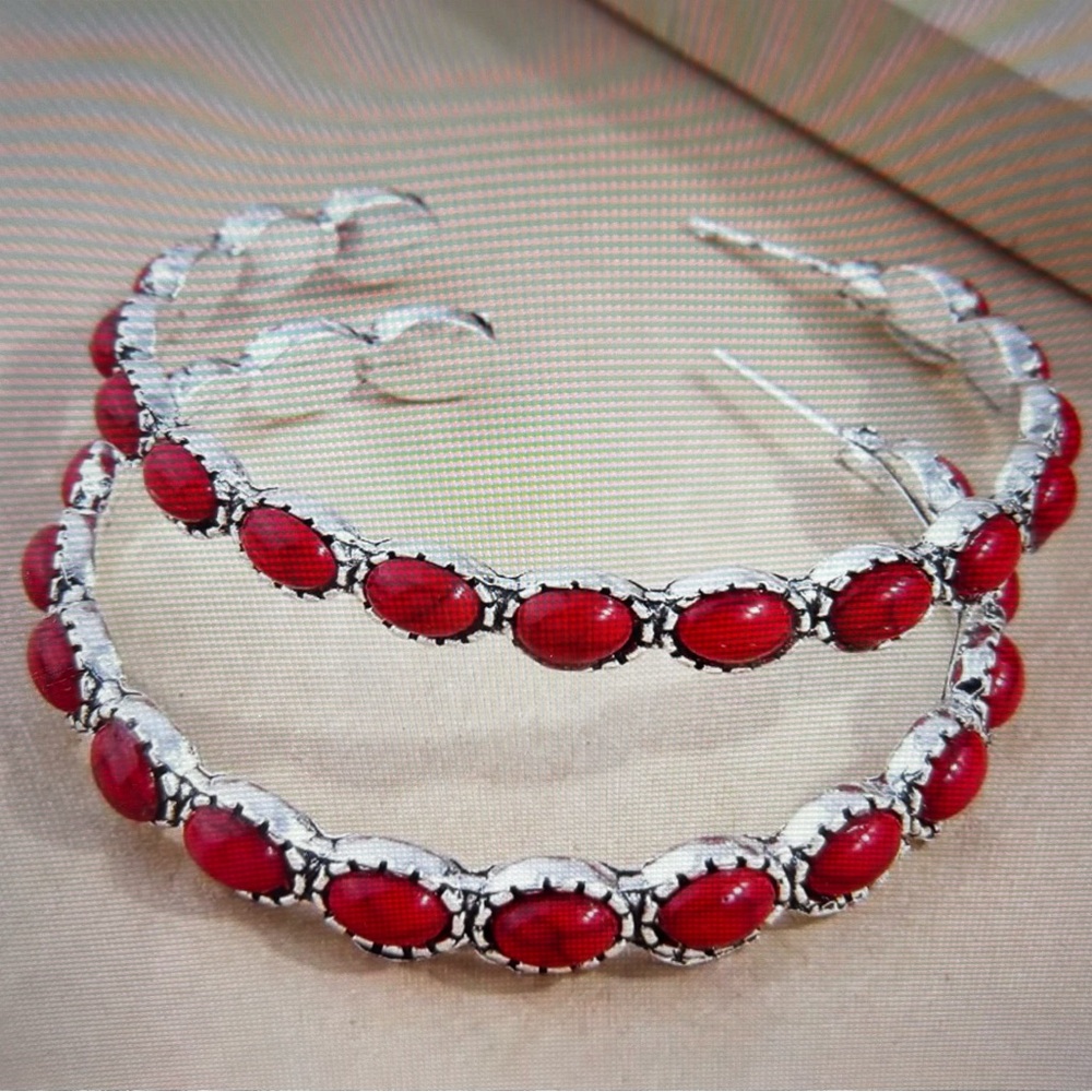 Elegant Red Turquoise Hoop Earrings